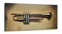 Quadro Trompete Vintage Decorativo em Tecido Canvas 130x60