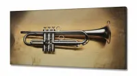 Quadro Trompete Vintage Decorativo em Tecido Canvas 130x60 - Foto 2