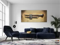 Quadro Trompete Vintage Decorativo em Tecido Canvas 130x60 - Foto 5