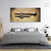 Quadro Trompete Vintage Decorativo em Tecido Canvas 130x60 - Foto 6
