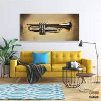Quadro Trompete Vintage Decorativo em Tecido Canvas 130x60 - Foto 7
