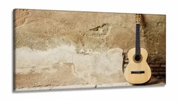 Quadro Violão Na Parede Vintage Decorativo em Tecido Canvas 130x60