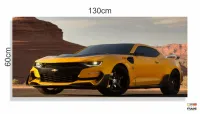 Quadros Camaro Amarelo Transformers em Tecido Canvas 130x60 - Foto 3