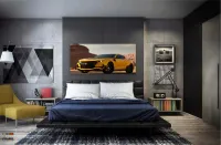 Quadros Camaro Amarelo Transformers em Tecido Canvas 130x60 - Foto 4