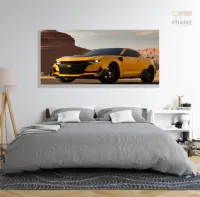 Quadros Camaro Amarelo Transformers em Tecido Canvas 130x60 - Foto 6