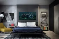 Quadros Decorativos 3 Macacos Sabios em Tecido Canvas 130x60 - Foto 4