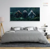 Quadros Decorativos 3 Macacos Sabios em Tecido Canvas 130x60 - Foto 6