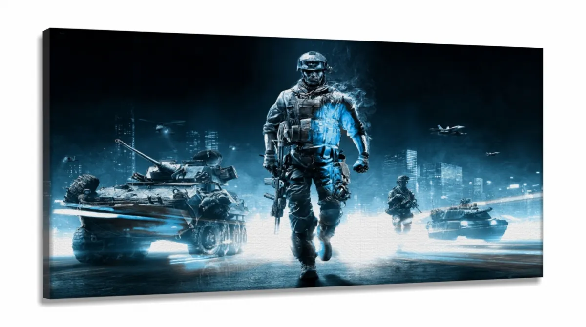 Quadros Decorativos Battlefield em Tecido Canvas 130x60 Imagem