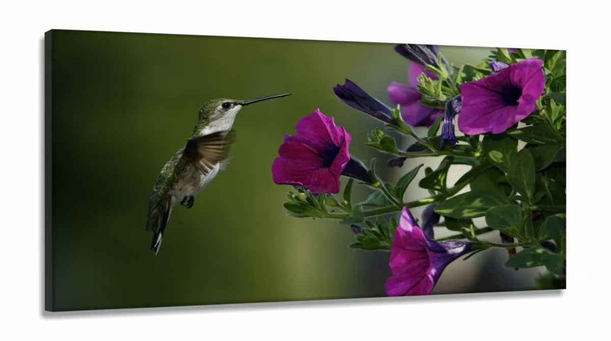 Quadros Decorativos Beija Flor em Tecido Canvas 130x60 Imagem