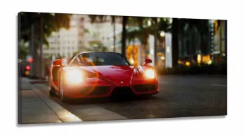 Quadros Decorativos Carro Ferrari Verm em Tecido Canvas 130x60