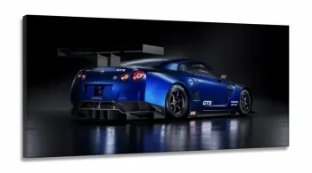 Quadros Decorativos Carro Skyline Azul em Tecido Canvas 130x60