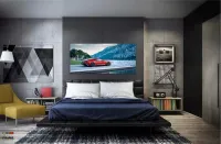 Quadros Decorativos Carro Vermelho Hd em Tecido Canvas 130x60 - Foto 4