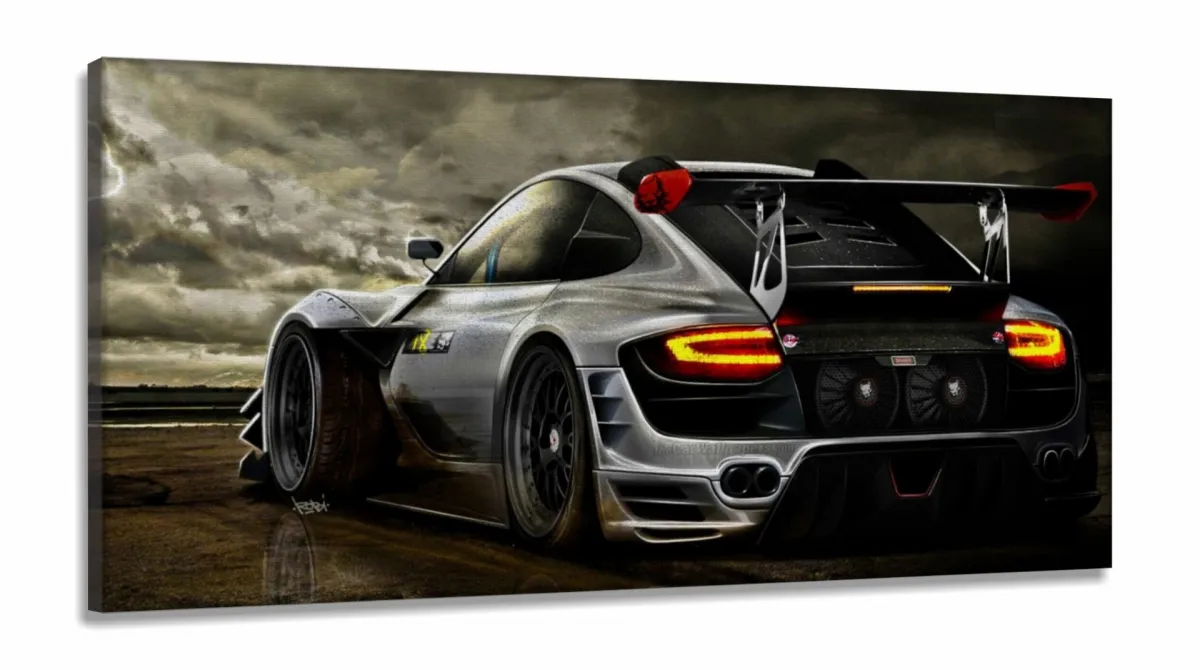 Quadros Decorativos Carros Racing em Tecido Canvas 130x60 Imagem