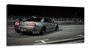 Quadros Decorativos Carros Skyline em Tecido Canvas 130x60