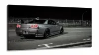 Quadros Decorativos Carros Skyline em Tecido Canvas 130x60