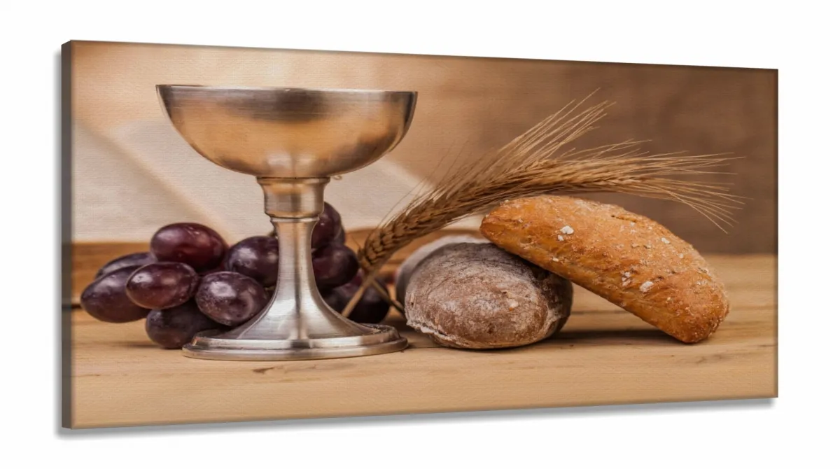 Quadros Decorativos Ceia Calice Vinho Cozinha Copa 1em Tecido Canvas 130x60 Imagem