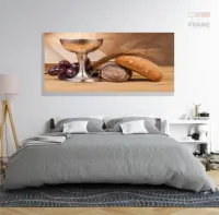 Quadros Decorativos Ceia Calice Vinho Cozinha Copa 1em Tecido Canvas 130x60 - Foto 6