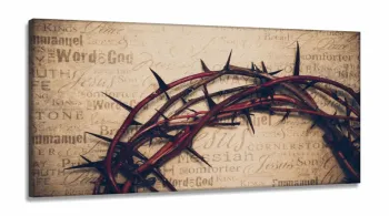 Quadros Decorativos Coroa de Espinhos Jesus Sala em Tecido Canvas 130x60