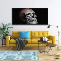 Quadros Decorativos Cranio Rock Caveira Quarto em Tecido Canvas 130x60 - Foto 7