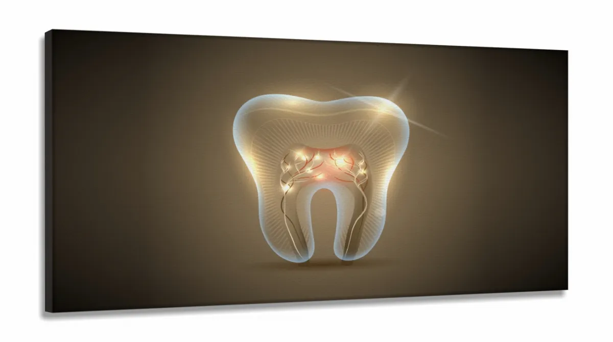 Quadros Decorativos Dente Consultório Dentista em Tecido Canvas 130x60 Imagem