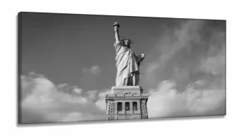 Quadros Decorativos Estatua Liberdade Preto Br. Sala em Tecido Canvas 130x60