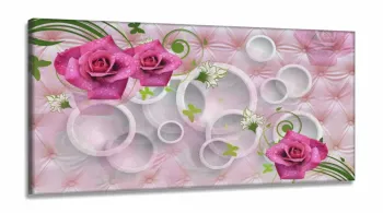 Quadros Decorativos Feminino Rosas Botanico Quarto em Tecido Canvas 130x60