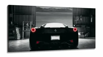 Quadros Decorativos Ferrari Preta em Tecido Canvas 130x60