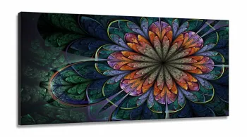 Quadros Decorativos Flor Surrealista Sala Quarto em Tecido Canvas 130x60s