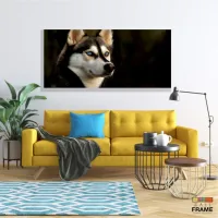 Quadros Decorativos Husky Siberiano em Tecido Canvas 130x60 - Foto 7