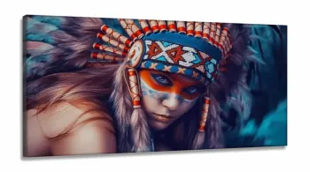 Quadros Decorativos India Aldeia Indigena Sala Hall em Tecido Canvas 130x60