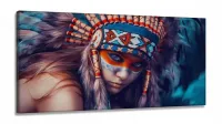 Quadros Decorativos India Aldeia Indigena Sala Hall em Tecido Canvas 130x60