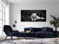 Quadros Decorativos Lobo Branco em Tecido Canvas 130x60 - Foto 5
