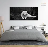 Quadros Decorativos Lobo Branco em Tecido Canvas 130x60 - Foto 6