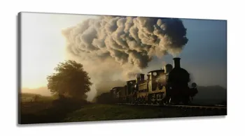 Quadros Decorativos Locomotiva - Trem em Tecido Canvas 130x60
