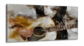 Quadros Decorativos Musical Violao Sala Quarto em Tecido Canvas 130x60