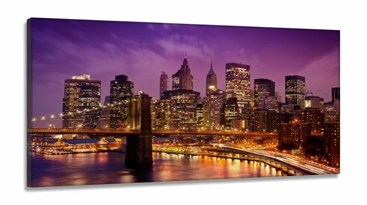 Quadros Decorativos Nova York em Tecido Canvas 130x60 Imagem