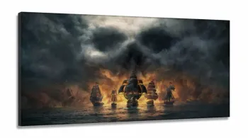 Quadros Decorativos Rock Caveira Caravela Bar Quarto em tecido canvas 130x60