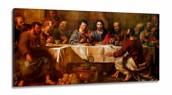 Quadros Decorativos Santa Ceia Catolico Copa Cozinha em Tecido canvas 130x60