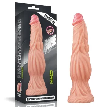 Pênis Dupla Densidade 24 x 6,3cm Dual Layered Platinum Silicone Cock Bege - PE166