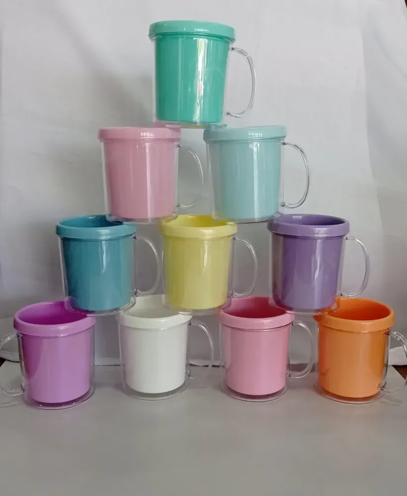 CANECA FOTO ACRÍLICA ROSQUEÁVEL 380ML - CORES CLARAS 