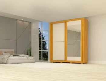 Guarda roupa Nicole ACP 100% MDF Porta de Correr Com Espelho 