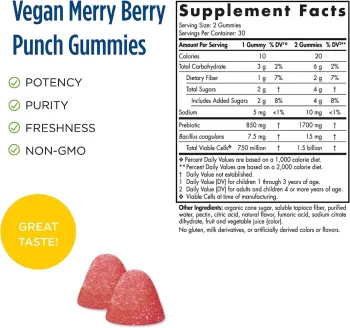 Nordic Naturals Kids Nordic Flora Probiotic Gummies, Merry Berry Punch - 60 Gummies  - Foto 2
