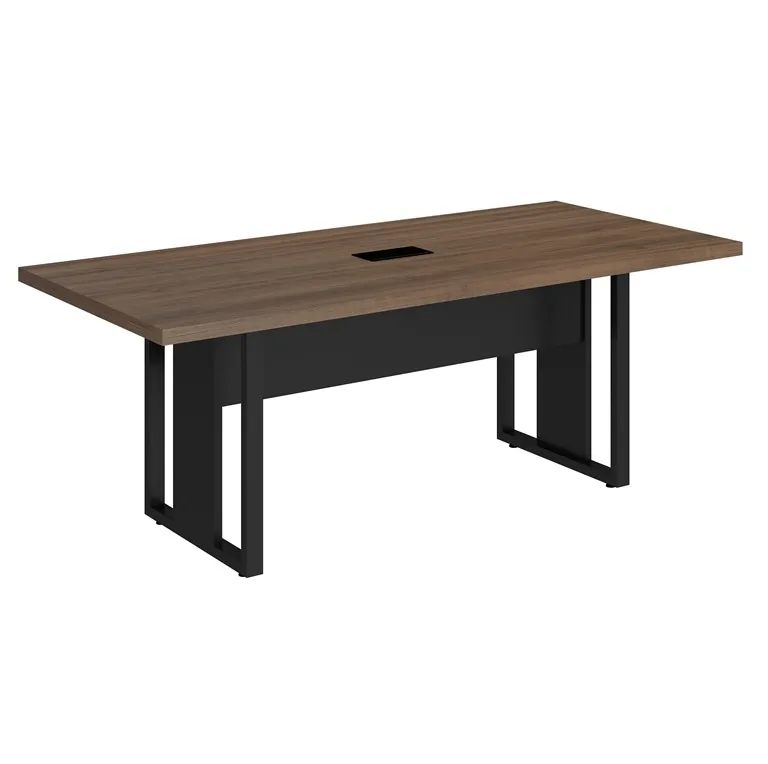 Mesa de Reunião Retangular  2000 com Tampo 40mm e Caixa para Tomadas Pé Quadro Start