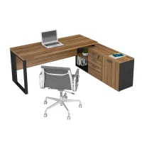 Mesa Diretor com tampo 40mm conjugada com gavetas e porta Pé Quadro
