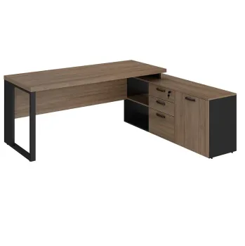 Mesa Diretor com tampo 40mm conjugada com gavetas e porta Pé Quadro - Foto 2