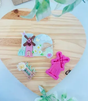 Molde de Silicone Moinho Celeiro da Fazendinha 