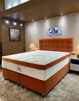 Conjunto Box Queem Isofort Luxo TerraCota com Espuma D26 selada e Malha Fria