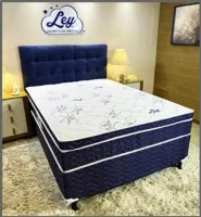 Conjunto Box Queem Isofort Soft Azul com Espuma D26 selada Molas Ensacadas Individualmente 