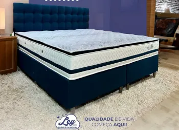 Conjunto Box Casal TOP BLUE Com PILLOWTOP marrom Molas Ensacadas Individuais Sistema ComfortCore