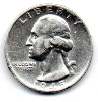 Estados Unidos - 1945S - 25 Cents - Quarter Dollar - Prata .900 - Aprox. 6,25g - 24,3mm